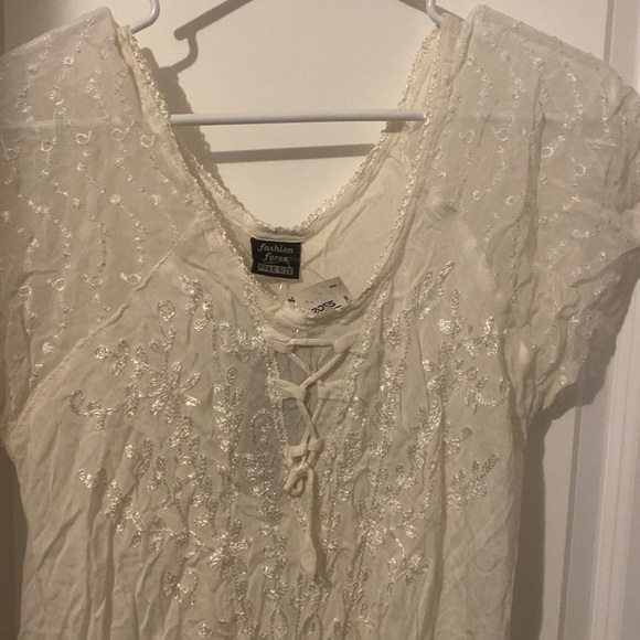 White lacy midi one size fits most cotton blend.  @WD - Picture 3 of 4